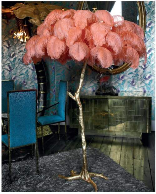 Ostrich feather lamp by James Perkins
